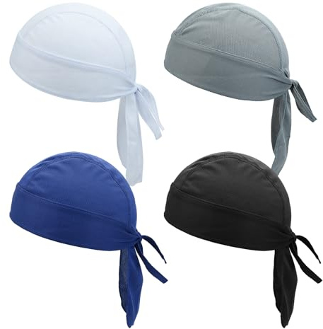 Bekecidi Paquete de 4 Bandanas para Hombres, Gorra Deportiva Transpirable para Ciclismo, protección Solar, Diadema, Sombrero, Bandana para Escalada (Negro+Blanco+Gris Oscuro+Azul Marino)
