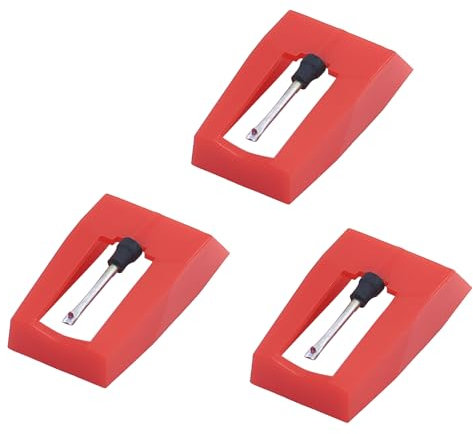 3 Pièce Rouge Aiguille Tourne Disque,Aiguille Tourne Disque Aiguilles de Stylet de Remplacement,Platine Vinyle Durable,pour tourne-disque, phonographe