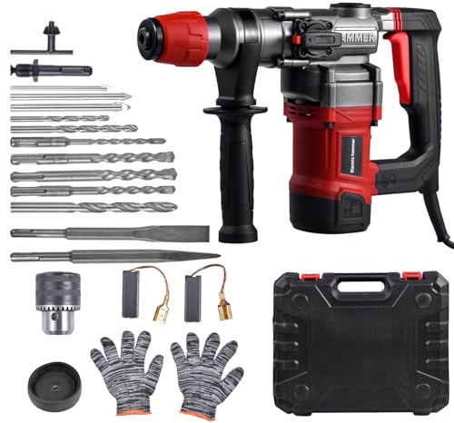 Martello Demolitore, Trapano A Percussione SD S-Plus, Martello Demolitore 2000W 6 Joule, Funzioni 3 In 1, Impugnatura Antivibrazioni E Frizione Di Sicurezza, Con Accessori, Scalpello E Valigetta