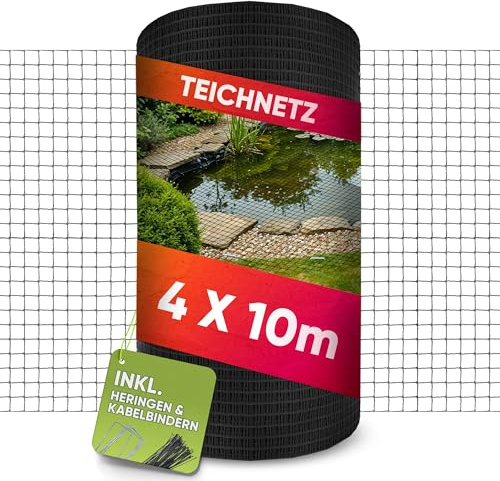 LAINFELD Rete per stagno a maglia fine | 4 x 10 metri | Resistente alle intemperie e ai raggi UV | Rete a maglia fine per uccelli, galline, rete per balcone contro piccioni e aironi