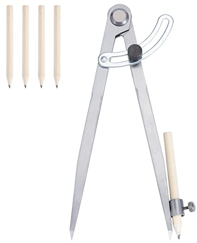 Compassi per Tracciare Grande Compasso Geometrico con Portamatite Professionale Regolabile Marcatore Punte per Cerchi Disegno Tecnico Lavorazione del Legno 20cm