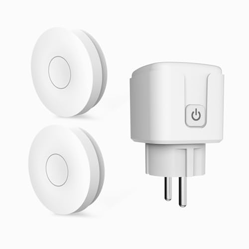 HYHIOTS Prise Telecommande Sans Fil, 433 MHz Émetteur Radio va et Vient Sans Fil Prise Avec Interrupteur Prise Intelligente avec kit de Télécommande Sans Piles Prise Interrupteur Connectée