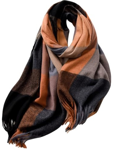 Lykofudi Sciarpa da Donna - Sciarpe Invernale Calde A Quadri, Grandi Sciarpe Morbide e Spesse e Coprispalle Sciarpa Invernali Sciarpa con nappine 200×65 CM