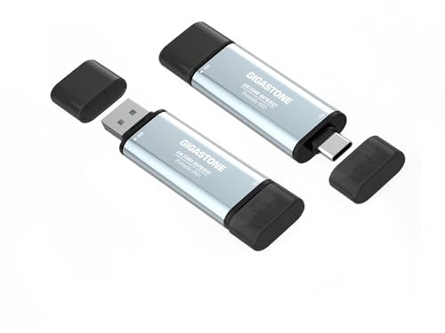 Gigastone Disco duro externo SSD 1TB (2 unidades) USB A+C hasta 1.050MB/s para PS5 iPhone16 4K 60fps ProRes USB3.2 Gen2 Portable Backup HDD para MacBook iPad PlayStation Xbox Duo Go
