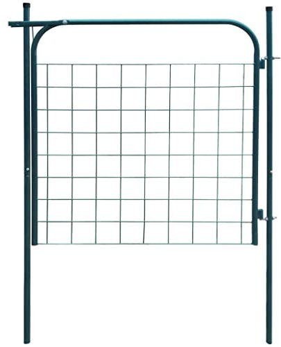 Portail Simple de Jardin en Acier, Barrière de Sécurité, Portail Clôture, Ornemental Portillon Jardin, Porte Barrière d'Extérieure, 100 x 100 cm Vert