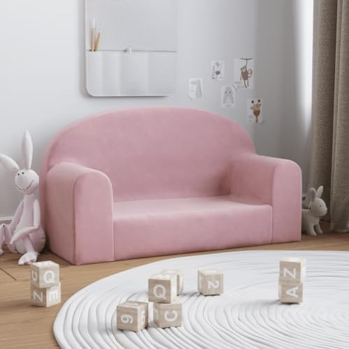 Générique Canapé pour Enfants 2 Places Rose Peluche Douce, Meubles, Mobilier pour bébés & Tout-Petits, Rose, (Poids 2.4KG)