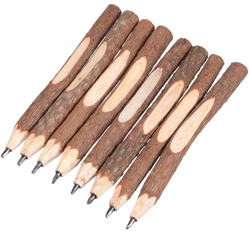TOYANDONA 8 Pcs Wooden Pencils: Graphite Rustic Twig Pencils, Rustic Tree Bark Pen for Kids, Natural Graphite Pen - Perfect for Log Short Drawing Tool, Diy Craft Decor, Novelty Party Supplies