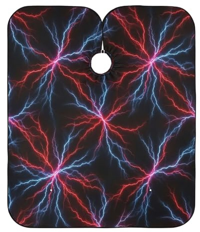 Capa de peluquero rojo y azul rayo y delantal impermeable para cortar el pelo, capa de peluquero para el hogar, 164.8 cm x 140.0 cm
