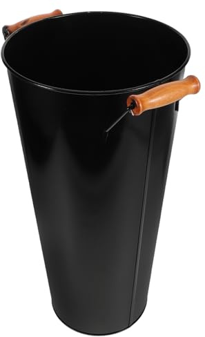DIYEAH Tall Stainless Steel Firewood Bucket with Handle Fireplace Log Holder for Indoor and Outdoor Coal Storage Metal Woodpile Container for Hearth and Fire Pit Use