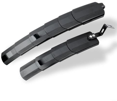 BildeeMait Juego de guardabarros retráctiles para bicicleta con protectores delanteros ajustables de 29,3 cm y traseros de 41,5 cm para ruedas de 26/27,5 pulgadas, color negro