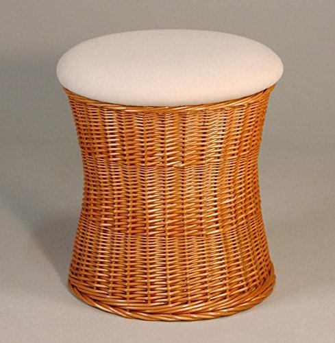 Hansen Korb 530/L Wäschehocker Korb aus Weide, mit abnehmbarem Deckel, Bezug: unifarben, Wäschehocker/Korb innen gefüttert, Artikelabmessungen: Durchmesser 45 H 44 cm