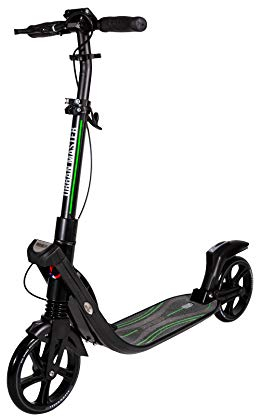 Mad Wheels Big Wheel Kick Scooter Urban Master, Patinete Urbano de Grandes Ruedas de 200 mm, Plegable en 1 Segundo con Freno de Manillar y Doble Suspension para Niños y Adulto (Negro)