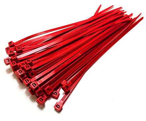 Cable Ties - 300mm x 4.8mm - Strong Nylon Zip Ties (100, Red)