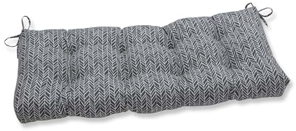 Pillow Perfect Outdoor/Indoor Herringbone Slate Seat Cushions, 48 x 18, Gray