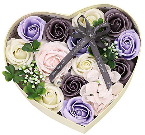Meilily Rosen-Duftseifen in Geschenk-Box, Konservierte Rosenduft Steigung-Farben-Badeseife Rose in Geschenkbox Hochzeit/Geburtstags/Valentinstag Handgefertigt Rose Seife Blume