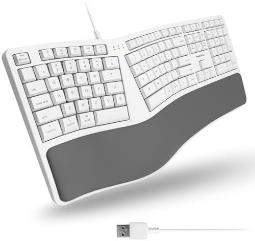 Macally MERGOKEY, Ergonomic wired USB-A keyboard with palm rest, US English QWERTY Layout