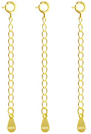 ALEXCRAFT 3 Rallonges pour Chaînes en or Sterling 925, Chaînes d'extension de collier de chaîne d'extension en or sterling pour la fabrication de bijoux collier bracelet chaine (5,1 cm)