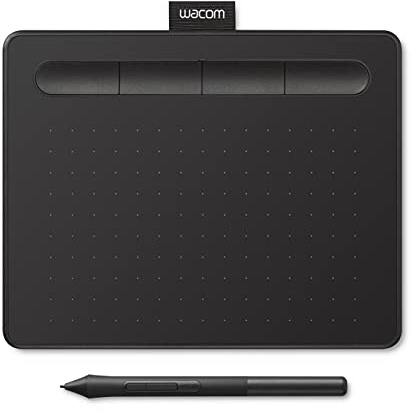 Wacom Intuos S Stift-Tablett - Mobiles Zeichentablett (zum Malen & für Fotobearbeitung mit druckempfindlichem 4K Stift & 1 Softwaredownload) schwarz & Standard Stiftspitzen, schwarz 5-TLG.
