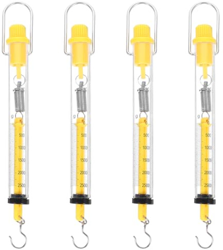 iplusmile 4 Stück Kunststoff Federwaage Newton Kraftmesser Federwaage Tragbare Mechanische Balance Röhrenwaage Hängewaage Zylinder mit Haken für Lehrer Studenten 2,5 kg