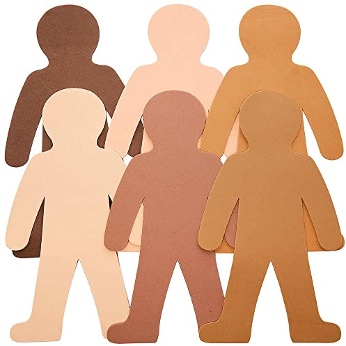 Baker Ross FX229 Hautfarbene Moosgummi Menschen - 24 Stück, Schaumstoff Menschen in 6 verschiedenen Hauttönen