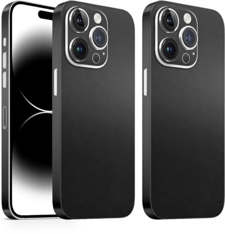 TF Skins (2X) Skin passend für das iPhone 14 Pro Skin/Schutzfolie für die Rückseite und Seiten in edler Optik inkl. Kameraschutz Schutz vor Kratzern (Matt Schwarz)