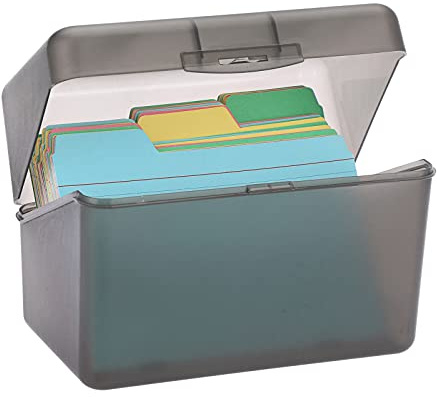 BTSKY 1 Pack 4 x 6 inch Index Card Box-Index Card Holder Notecard Box Recipe Card Box Plastic Storage Organizer for Filling Index Cards,Note cards, Flashcards, Recipes and etc,Grey