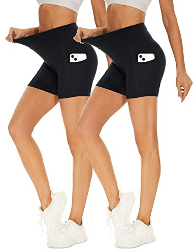 Missluck 2er Pack Radlerhose Damen Hohe Taille Kurz Sporthose Shorts Sommer