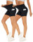 Missluck 2er Pack Radlerhose Damen Hohe Taille Kurze Sporthose Shorts Sommer Leggings Blickdicht Hotpants Unter Kleider für Yoga Sport, S-M, Schwarz/Schwarz-mit Taschen