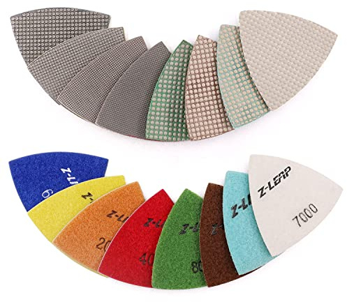 Z-LEAP Lot de 8 disques abrasifs triangulaires diamantés pour poncer la pierre, le verre, la céramique, 80 mm, grain mélangé/8 pièces