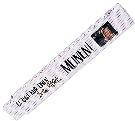 Zollstock mit Foto und Spruch – Es gibt nur einen besten Papa – zum Vatertag - Glieder-Maßstab personalisiert