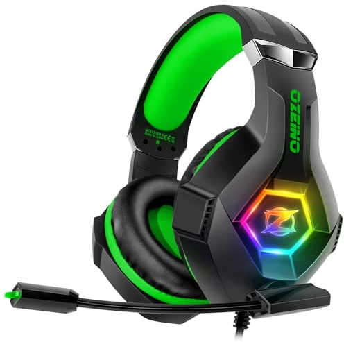 Ozeino Gaming Headset with Microphone for PS5/PS4/Xbox One/PC/Switch, Gaming Headphones with 3D Surround Sound & Noise Cancellation Green