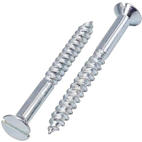 SKIR'CO (50 pièces) Vis à Bois Acier Zingué 4.0 x 40 mm, Tête Plate Fendue, Tête Fraisée, Vis DIN 97