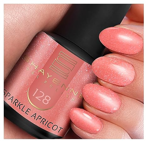 SHAYENNE UV Gel Nagellack - 128 Sparkle Apricot Orange mit Schimmer 15 ml - Langanhaltend, Kratzfest & Hochglänzend - Profi-Qualität - LED kompatibel - Perfekt für Zuhause & Studio - Made in Germany