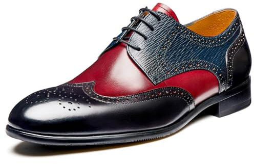 Jepsen Gord Men's Black and Red Wingtip Derby Dress Shoes