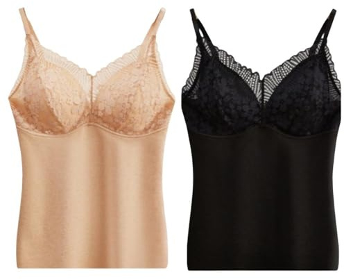 Lot De 2 Débardeurs Chauds en Micropolaire pour Femme avec Soutien-Gorge Intégré, Débardeurs Thermiques pour Femme, sous-Vêtements en Dentelle, Caraco sans Manches, Maillot De Corps