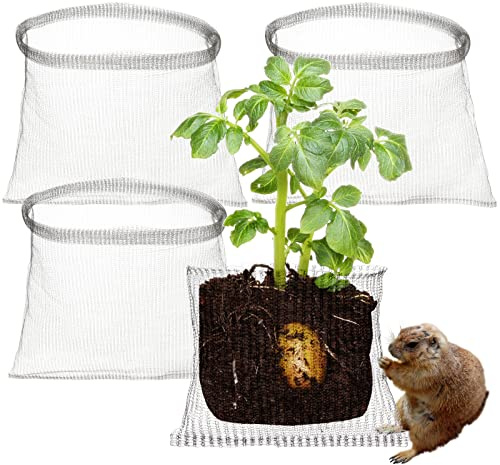 LEMCC Pflanzenwurzelschutz, Edelstahl-Wurzelschutz für Pflanzen, Wühlmausdrahtkorb, Drahtgitterbeutel für Wühlmaus und Gopher Drahtkörbe für Pflanzen, Beeren, Gemüse, Wurzelschutz (50 x 45 cm), 4