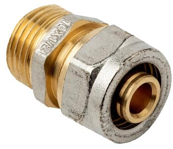 Suinga Entronque 3/4 macho para Tubo multicapa de compresion 25 mm, sin necesidad de maquina prensadora, gris.