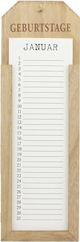 khevga Memotafel Geburtstagskalender – Immerwährender Kalender aus Holz (38 x 12 cm), dekorative und praktische Wanddeko für Geburtstage, Jubiläen & Termine