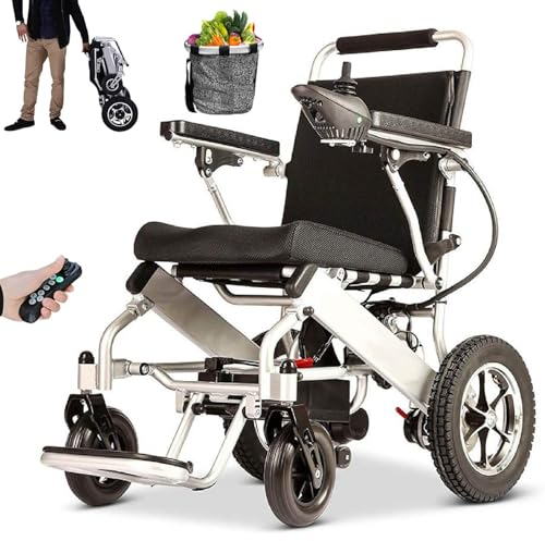 UPIKIT Elektrorollstuhl 2024, Faltbar, Ferngesteuert, Intelligente Elektromagnetische Bremse, Akkulaufzeit 20–30 Km, 150 Kg Tragfähigkeit, 20A, Aluminiumrahmen, Moderner, Futuristischer Stil