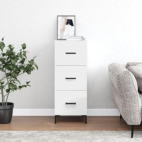 HETFTJN Sideboard, Apothekerschrank Küchenunterschrank Barschrank Schuhschrank Schmal Geeignet für Wohnzimmer Dorm Office Flur Hochglanz-Weiß 34,5x34x90 cm Holzwerkstoff