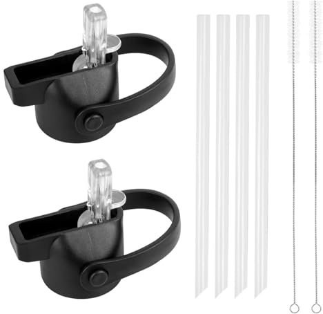 2 Pack Straw Lid for Hydro Flask, Sport Water Bottle Cap Accessories with 4 Straws and 2 Cleaning Brush for Chilly's Water Bottle 260ml 500ml for Insulation Cup