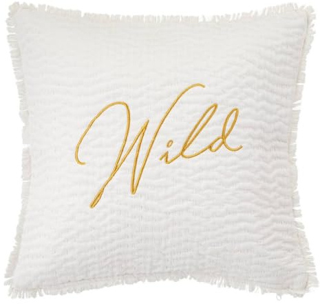 Atmosphera - Coussin brodé Wild Blanc 45x45cm