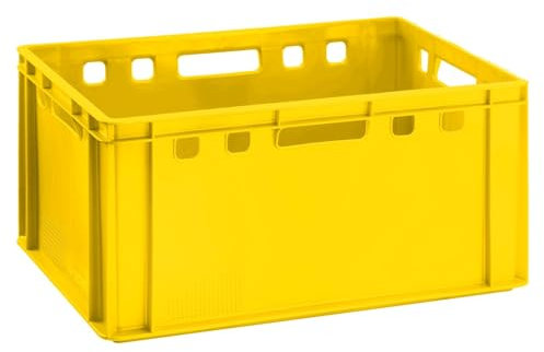 BURI Fleischkiste E3 gelb 60x40x30cm Lagerkiste Eurobox hoch aus Deutschland lebensmittelecht, robust, stapelbar
