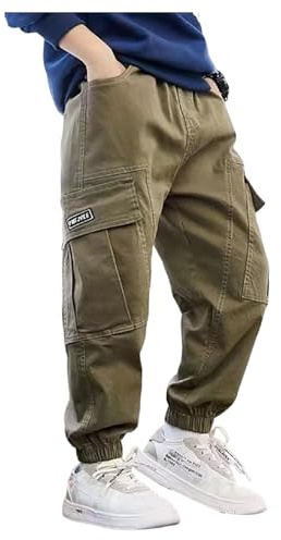 Pantalon Cargo Enfant Garçon Taille Elastique Large 3-16 Ans Pantalon Ample Adolescente Garcon Hiver Chic Pas Cher Confortable Casual Sport Jogging Streetwear Sweatpants