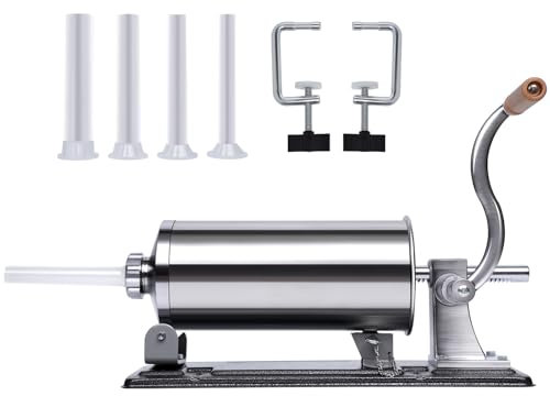 Insaccatrice per Salsicce, Macchina per Salsicce Manuale Fatta in Casa, Macchina per Salsicce in Acciaio Inossidabile con 4 Tubi di Ripieno, Macchina da Cucina Orizzontale per Riempire La Carne