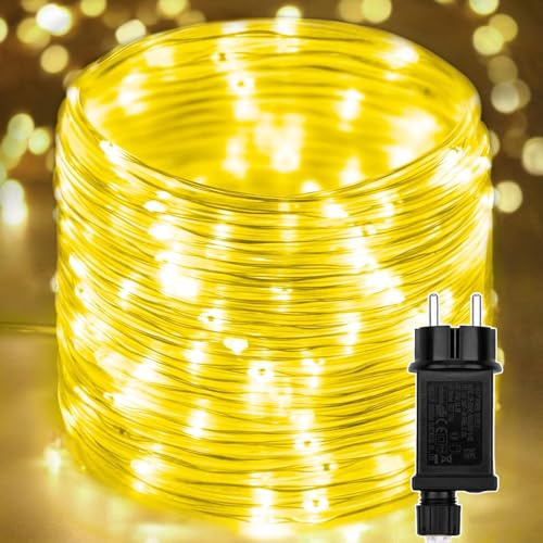 Led Lichterschlauch Lichterkette, 30m 300LEDs Lichtschlauch Aussen IP65 Wasserdicht Strom mit 8 Modi LED Lichterketten Strombetrieben für Weihnachten Garten Außen Innen Outdoor Balkon Patio, Warmweiß