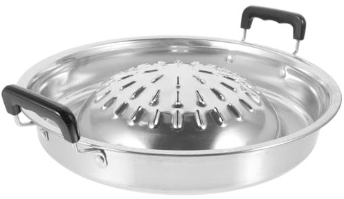 GRIRIW Profi Grillpfanne Aus Metall Dicke Bbq Grillschale Mit Gleichmäßiger Wärmeverteilung Leichte Reinigung Tragbar Für Camping Familienfeiern Und Grillpartys