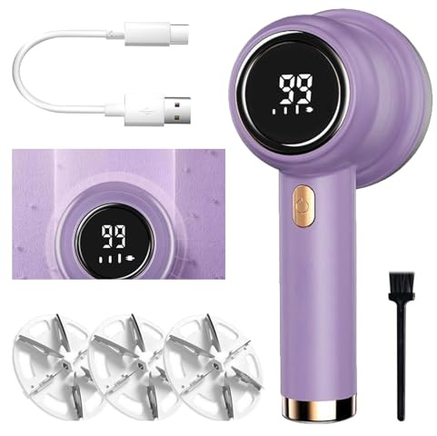 Fabric Shaver, Electric Lint Remover Rechargeable, Lint Shaver, Sweater Shavers to Remove Pilling, Sweater Defuzzer, Depillers for Clothes, Furniture (Purple)
