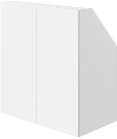 Bellamio Aland Dachschräge Regal in weiß – Dachschrägenschrank mit 2 Push-to-Open Türen & 3 Fächern – Bücherregal/Kleiderschrank – platzsparender Stauraum für schräge Wände 100x90x52 (HxBxT)