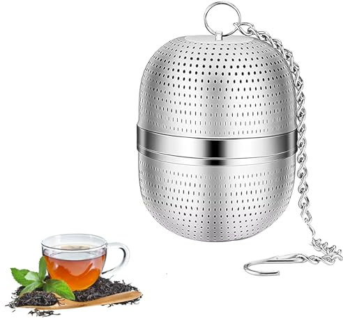 jatimdotin Filtro de Té, Infusor de Te 304 Acero Inoxidable, Filtro de té para té Suelto con Gancho de Cadena para té de Hojas Sueltas, Especias, se Adapta a Varios Tamaños de Tazas y Teteras